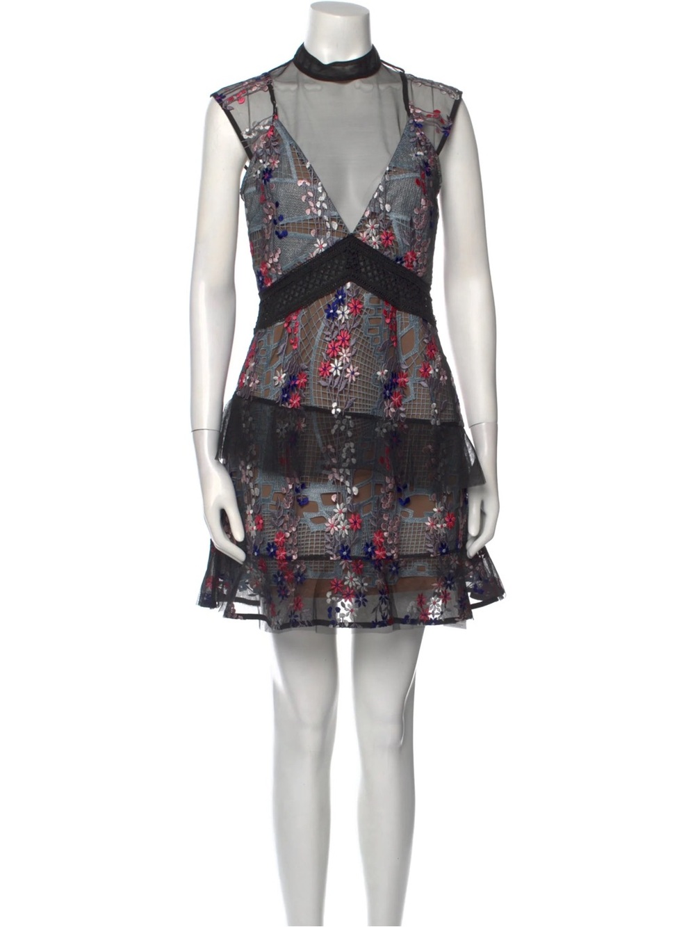 Self Portrait Floral Embroidered Mini Dress